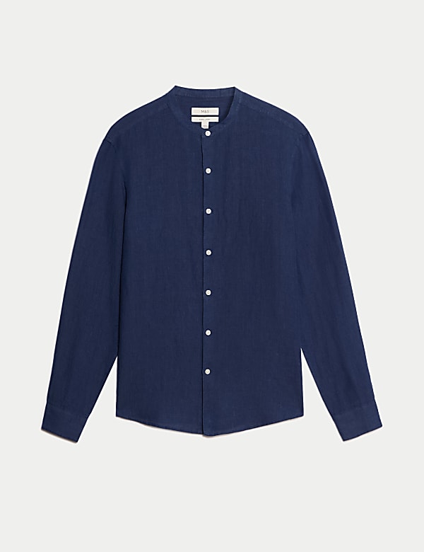 Pure Linen Grandad Collar Shirt - JO