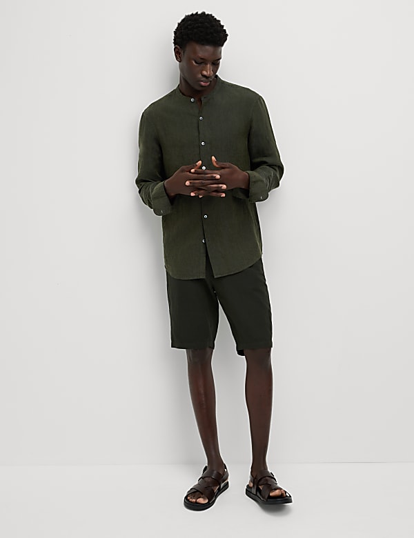Pure Linen Grandad Collar Shirt