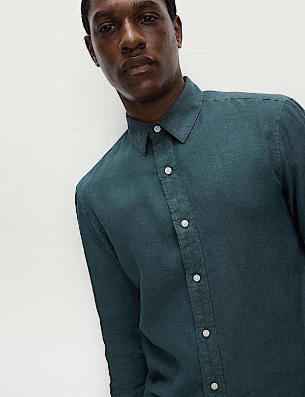 Hemd aus reinem Leinen mit Stückfärbung - AT