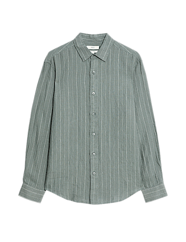 Regular Fit Pure Linen Striped Shirt
