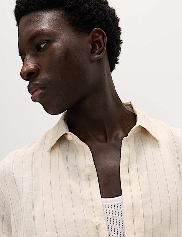 Regular Fit Pure Linen Striped Shirt