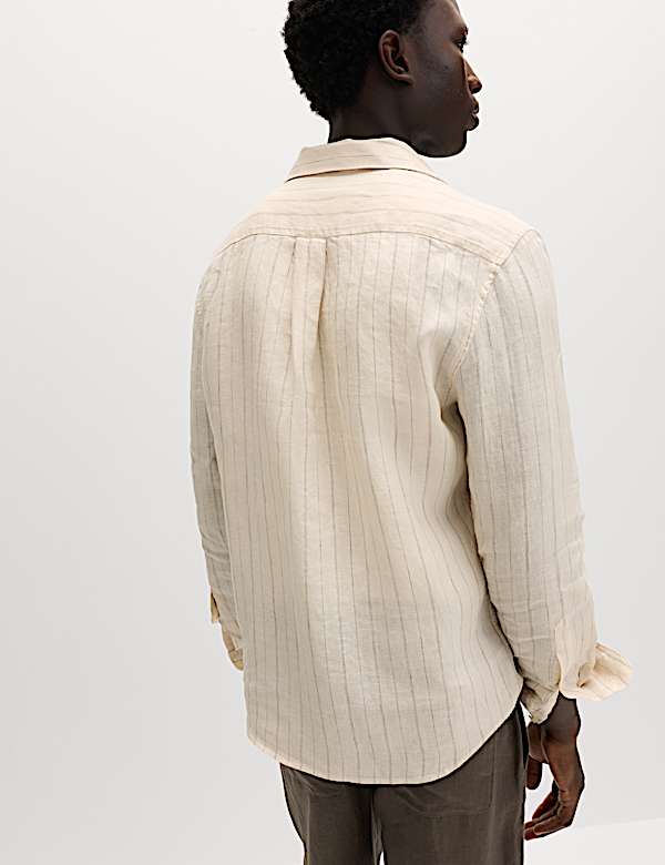 Regular Fit Pure Linen Striped Shirt