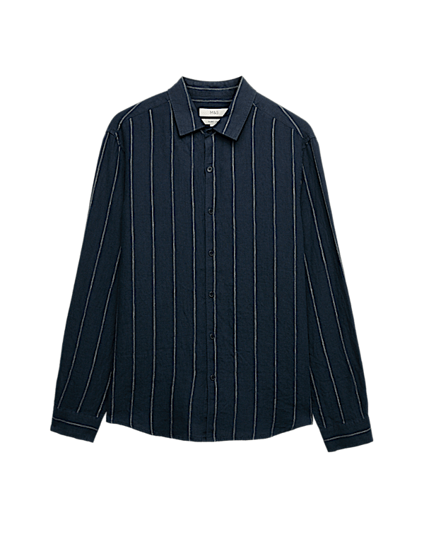 Regular Fit Pure Linen Striped Shirt