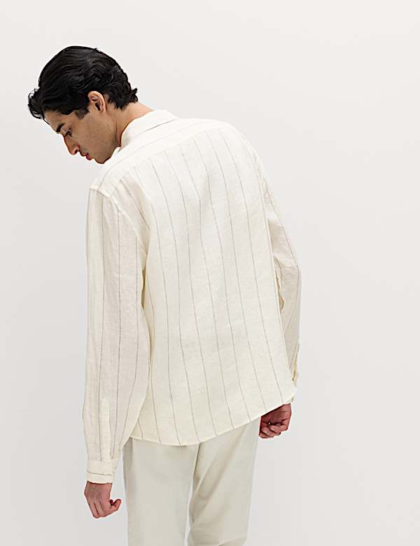Regular Fit Pure Linen Striped Shirt - JE