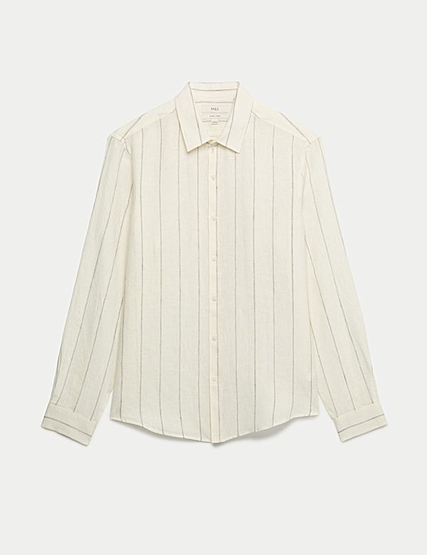 Regular Fit Pure Linen Striped Shirt - JE