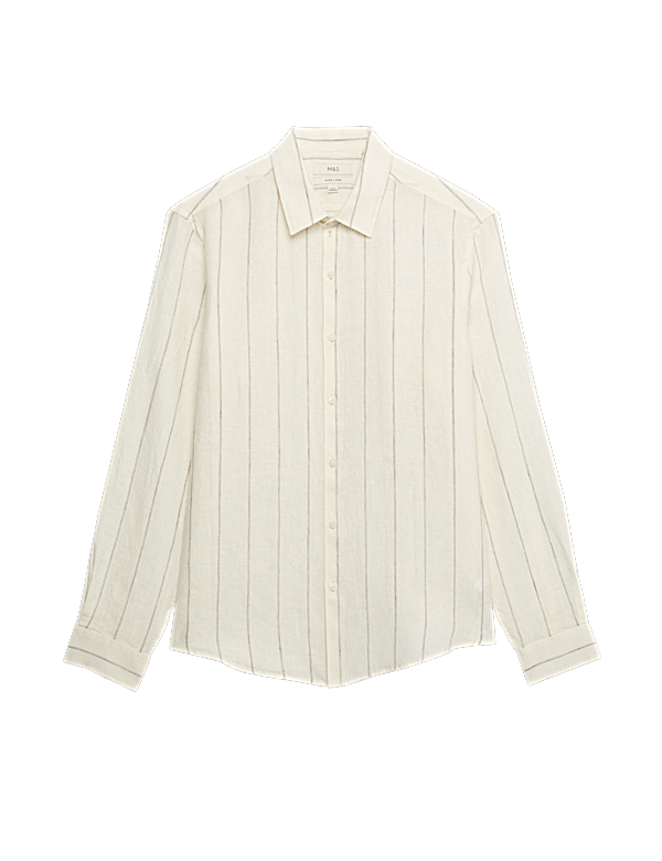 Regular Fit Pure Linen Striped Shirt