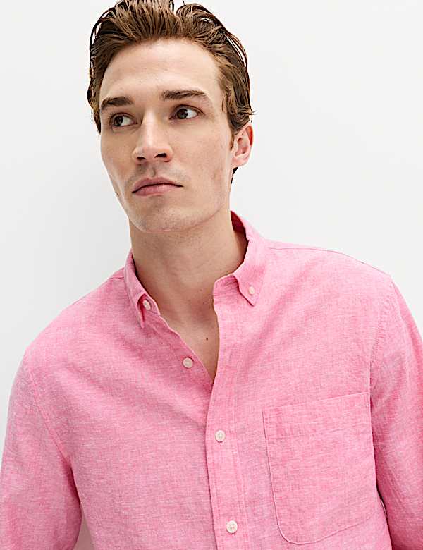 Regular Fit Cotton Linen Blend Shirt - DE