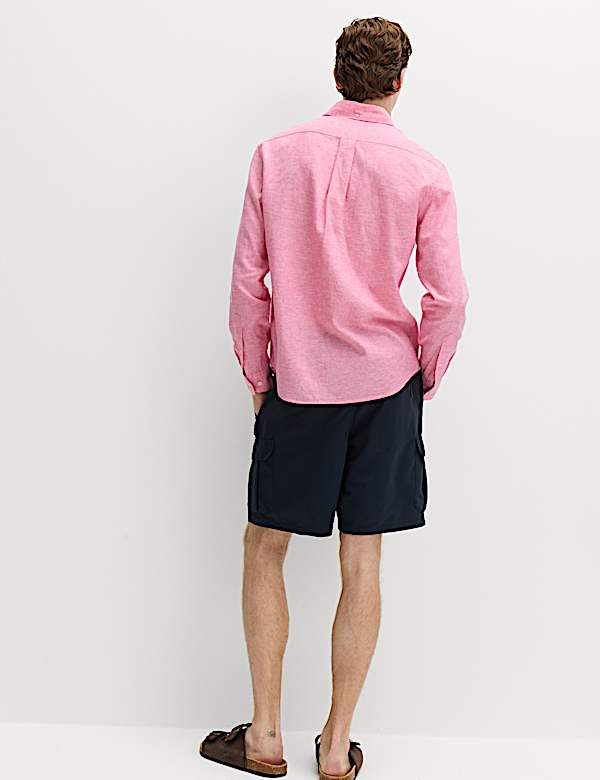 Regular Fit Cotton Linen Blend Shirt - DE