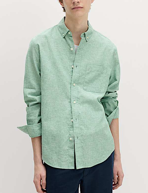 Regular Fit Cotton Linen Blend Shirt