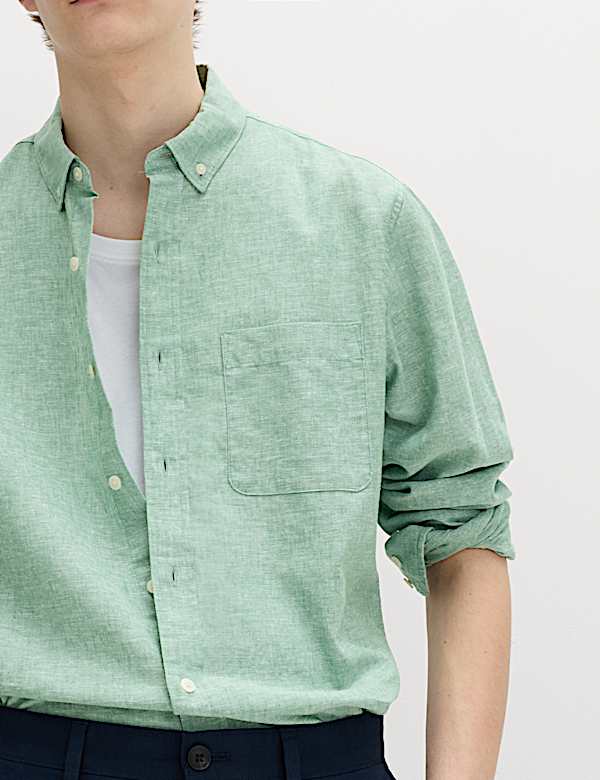 Regular Fit Cotton Linen Blend Shirt