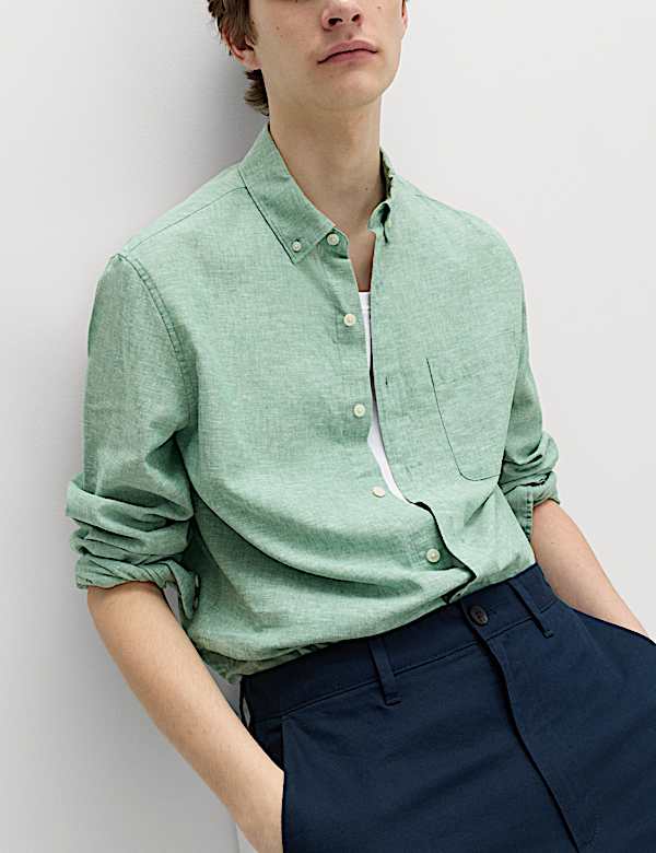 Regular Fit Cotton Linen Blend Shirt