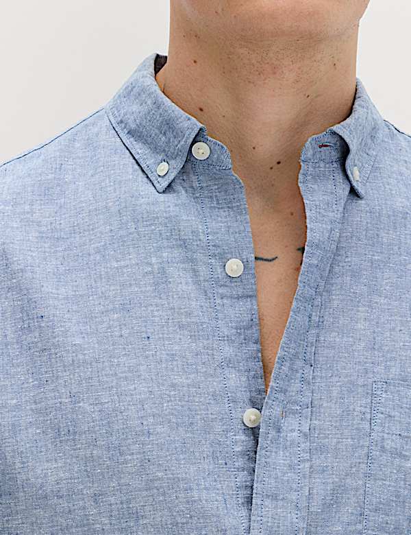 Regular Fit Cotton Linen Blend Shirt