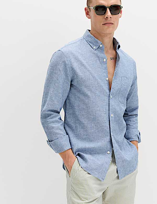 Regular Fit Cotton Linen Blend Shirt