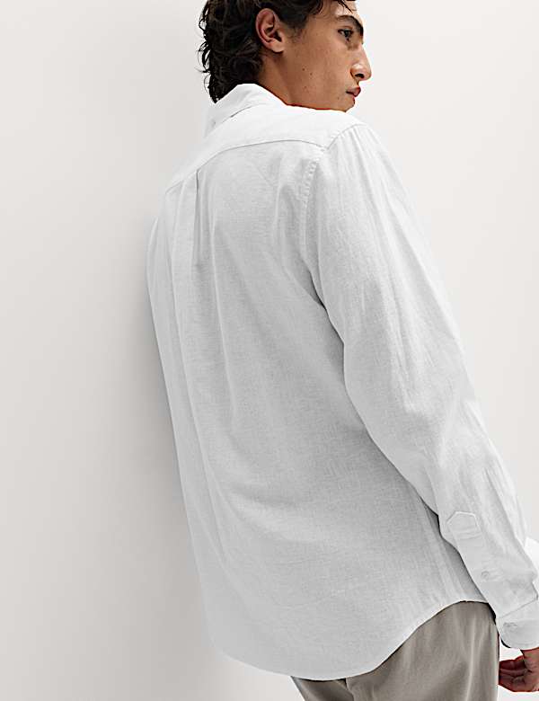 Hemd aus Baumwoll-Leinenmischgewebe in normaler Passform - AT