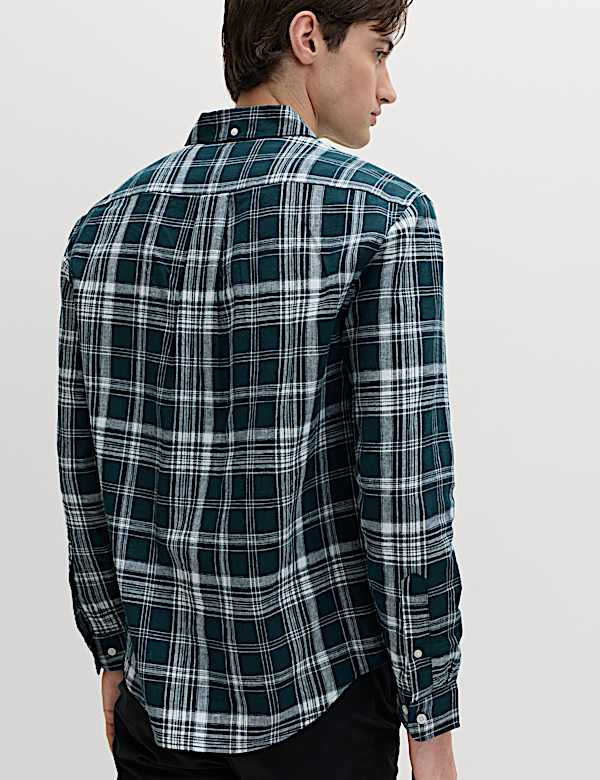 Linen Cotton Blend Check Shirt - IL
