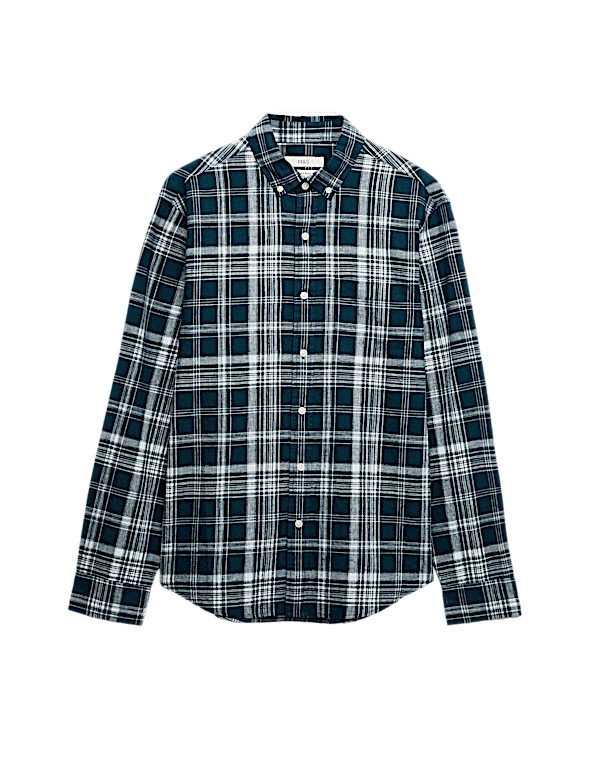 Linen Cotton Blend Check Shirt