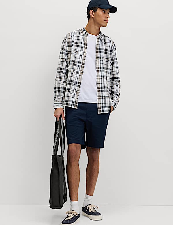 Linen Cotton Blend Check Shirt