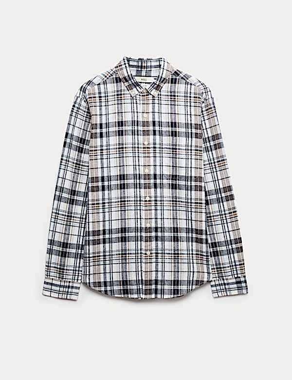 Linen Cotton Blend Check Shirt - CZ