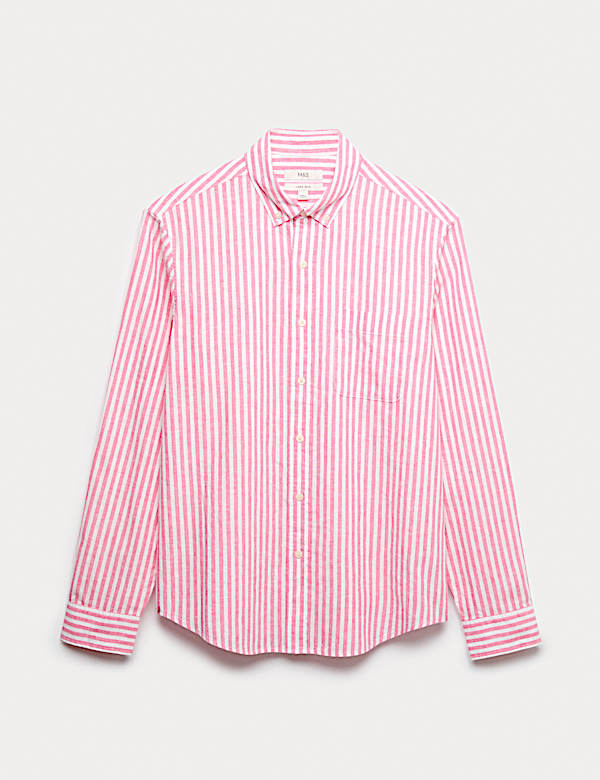 Linen Cotton Blend Striped Shirt