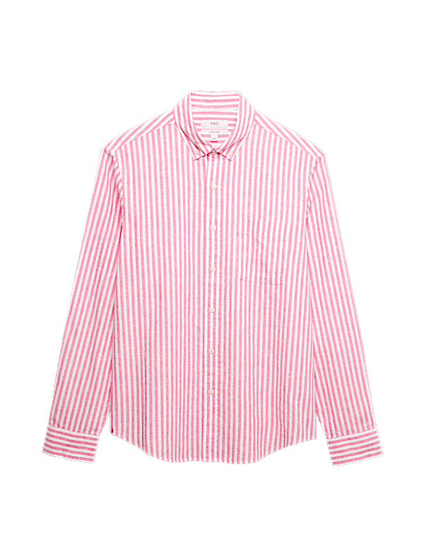 Linen Cotton Blend Striped Shirt