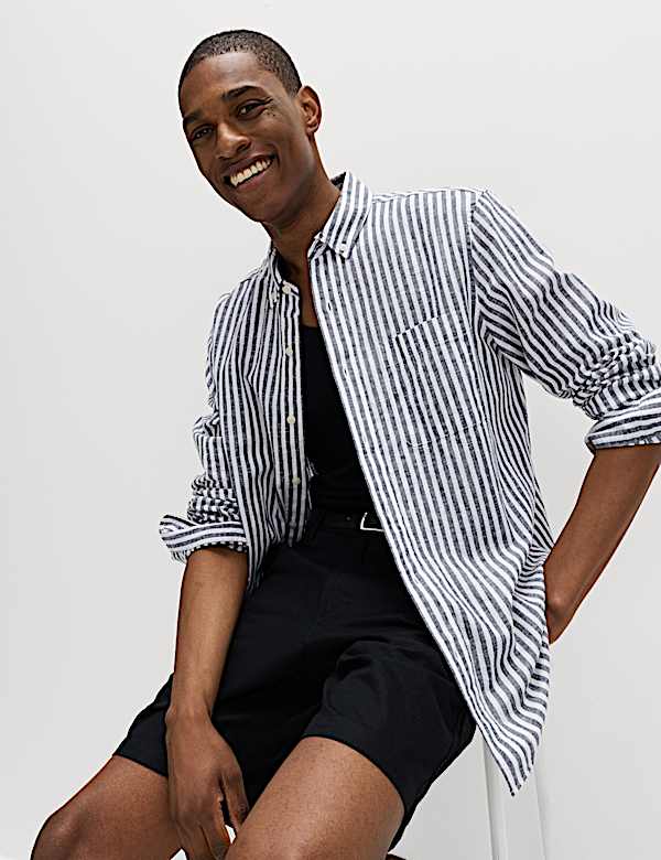 Pruhovan&aacute; ko&scaron;ile ze směsi lnu a bavlny - CZ