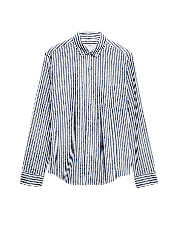 Linen Cotton Blend Striped Shirt