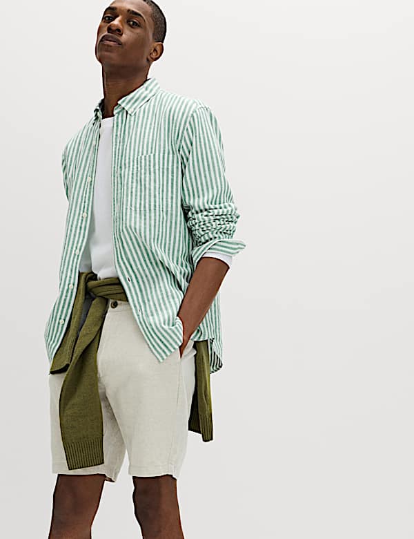 Linen Cotton Blend Striped Shirt