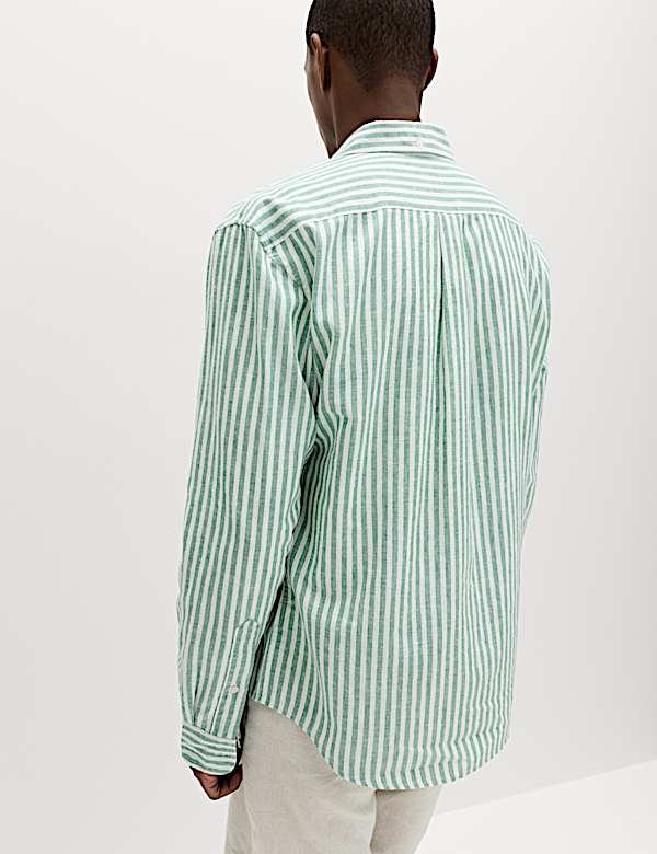 Linen Cotton Blend Striped Shirt