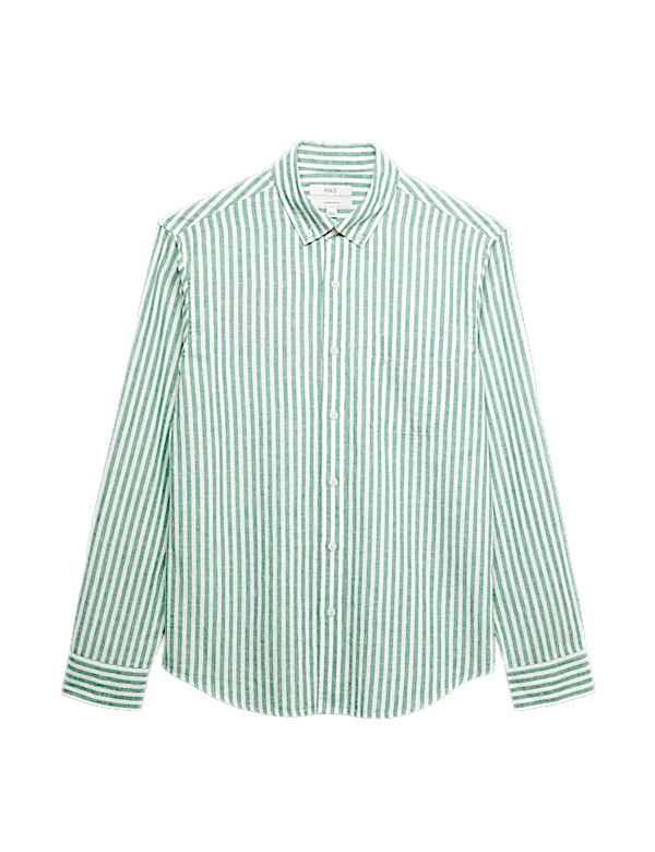 Linen Cotton Blend Striped Shirt