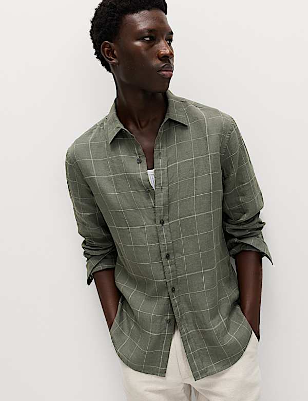 Pure Linen Check Shirt