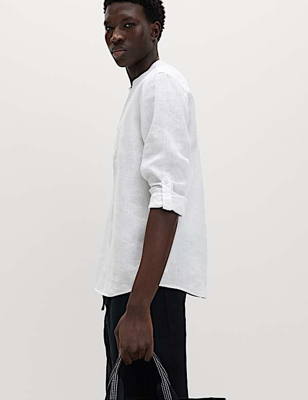 Pure Linen Grandad Collar Shirt - PT