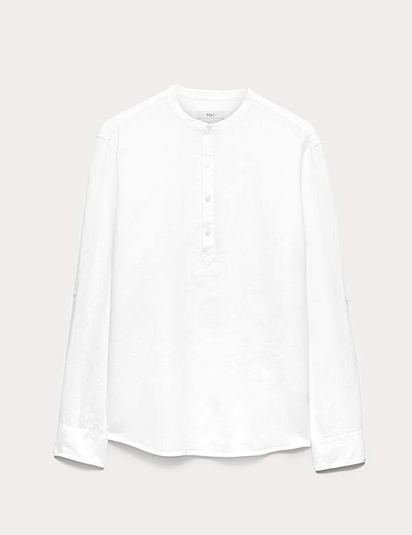 Pure Linen Grandad Collar Shirt - PT