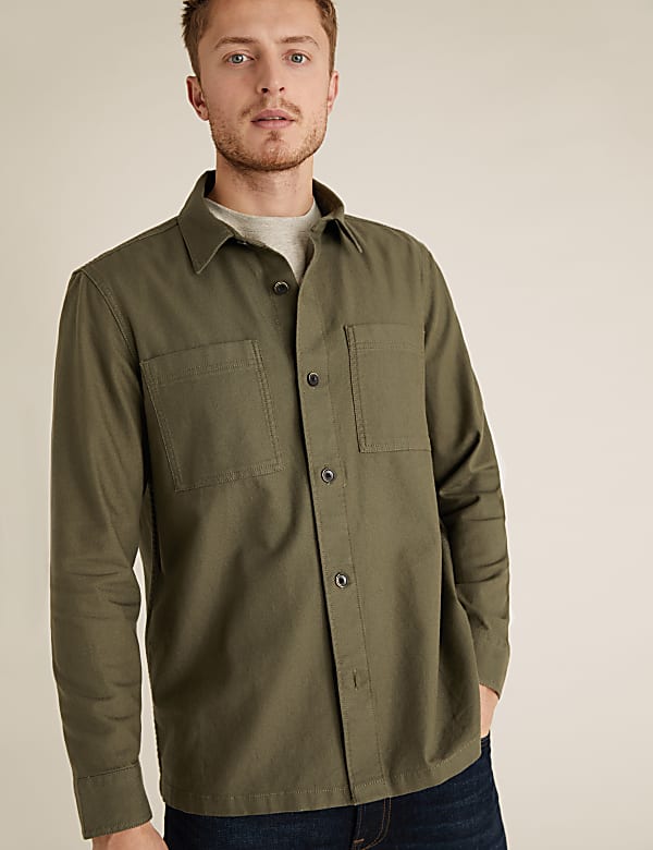 Pure Cotton Twill Utility Overshirt