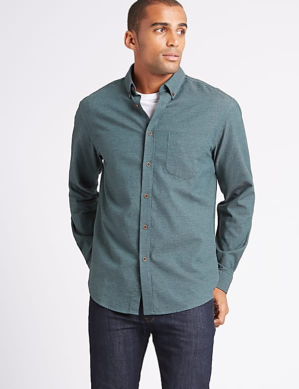 Brushed Cotton Shirt LIGHT BLUE M S SG