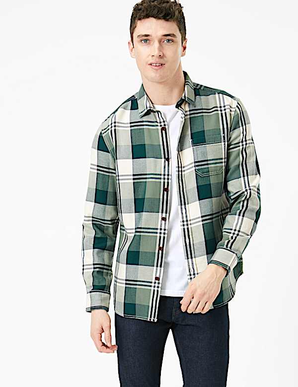 Pure Cotton Checked Overshirt