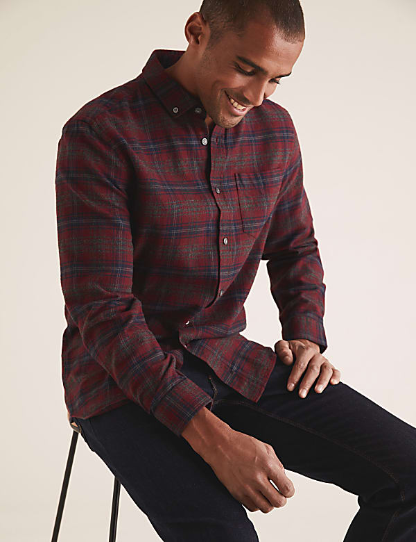 Pure Cotton Flannel Checked Shirt