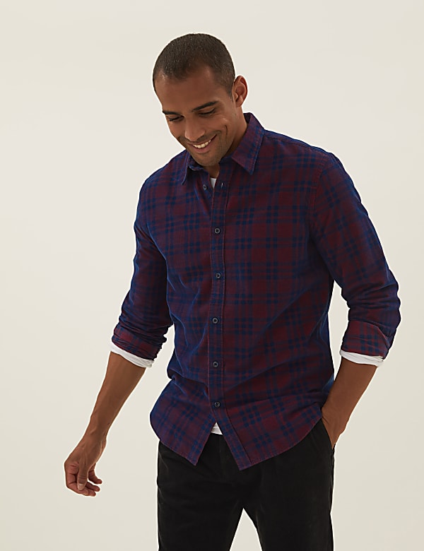 Pure Cotton Corduroy Check Shirt