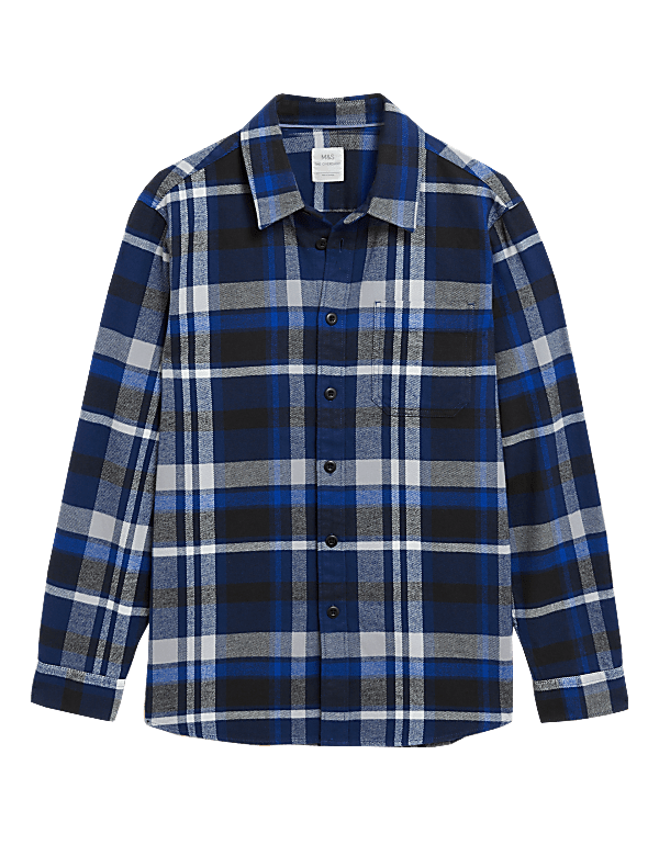Pure Cotton Check Twill Overshirt