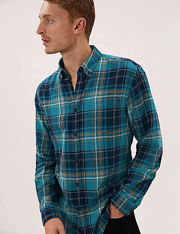 Pure Cotton Flannel Check Shirt