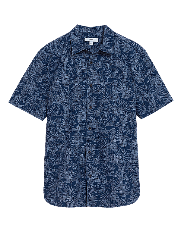 Denim Leaf Print Shirt