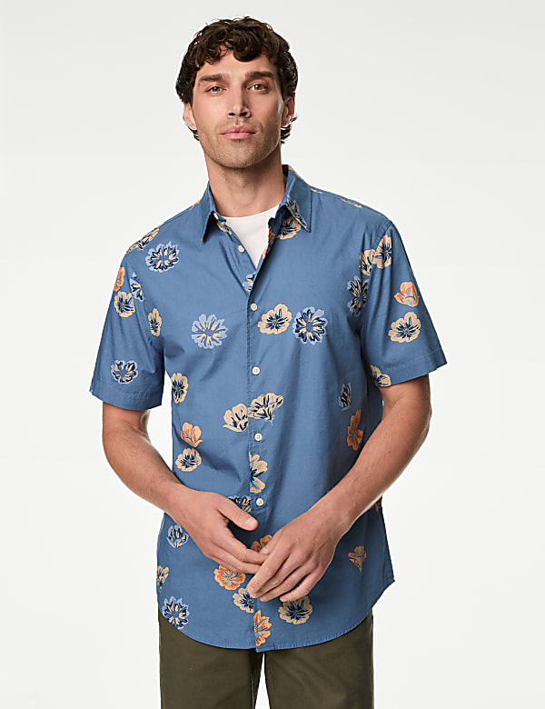 Easy Iron Pure Cotton Geometric Print Shirt