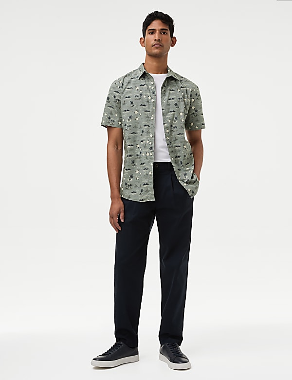 Easy Iron Pure Cotton Geometric Print Shirt