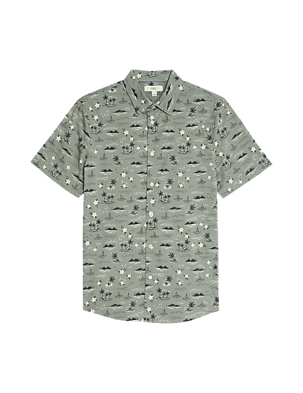 Easy Iron Pure Cotton Geometric Print Shirt