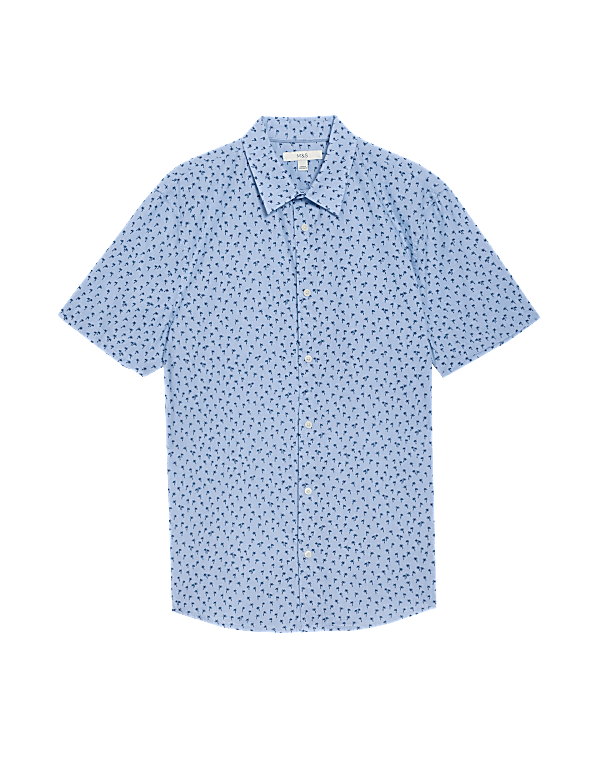 Easy Iron Pure Cotton Geometric Print Shirt