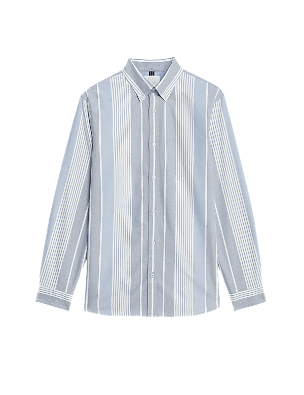 Easy Iron Cotton Rich Striped Oxford Shirt