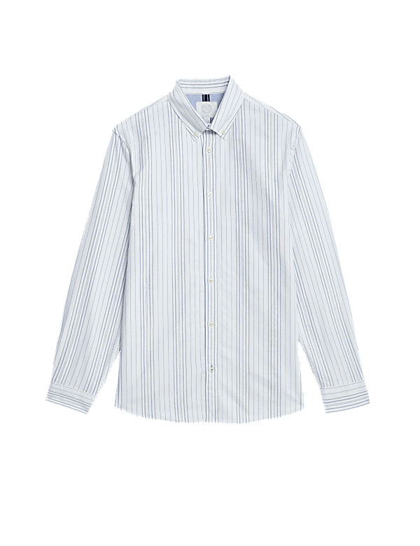 Easy Iron Cotton Rich Striped Oxford Shirt
