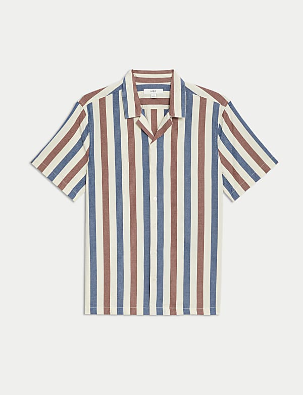 Easy Iron Pure Cotton Seersucker Striped Shirt - CZ