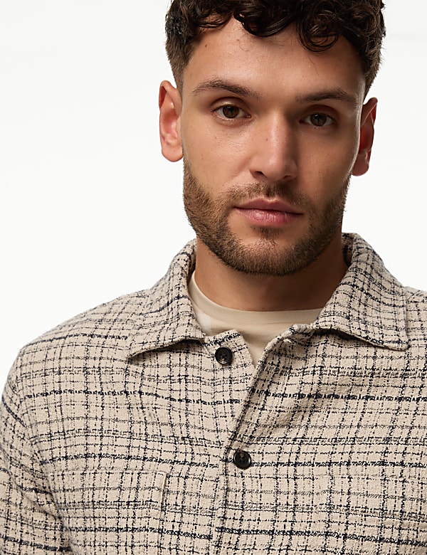 Pure Cotton Textured Check Overshirt