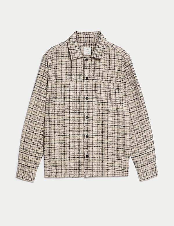 Pure Cotton Textured Check Overshirt - GR