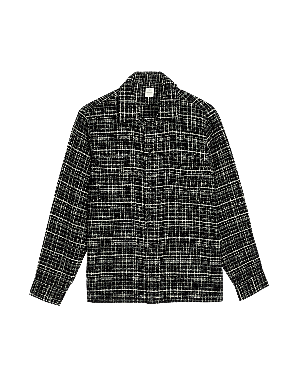 Pure Cotton Textured Check Overshirt